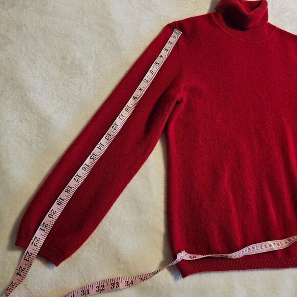 Luxury Red 100% Cashmere Turtleneck Sweater XL 2 Ply Jumper Pullover Cashmere - Picture 4 of 8